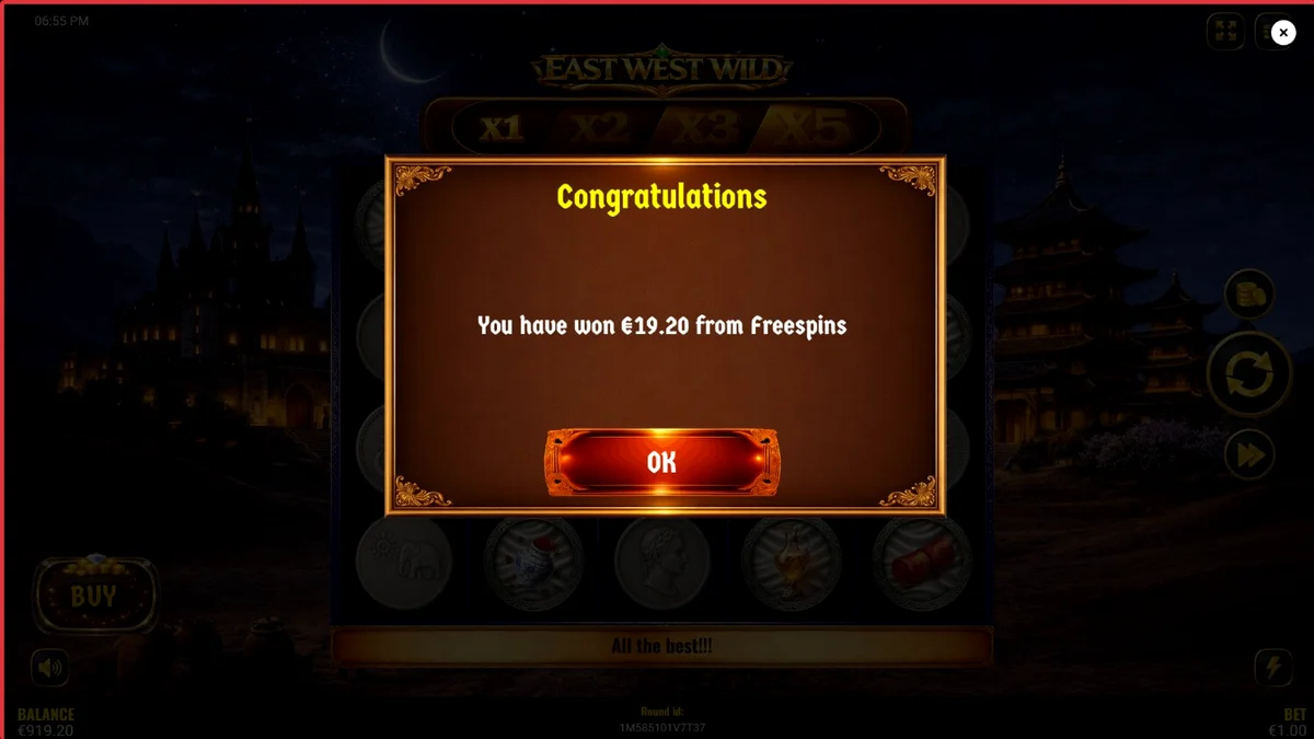 ภาพบรรยากาศเกมสล็อต East West Wild ที่เต็มไปด้วยสัญลักษณ์ทองคำและกลิ่นอายเส้นทางสายไหม